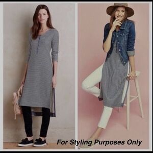 Anthropologie Striped Tunic Dress | Size M | High Slits Midi Layering Piece